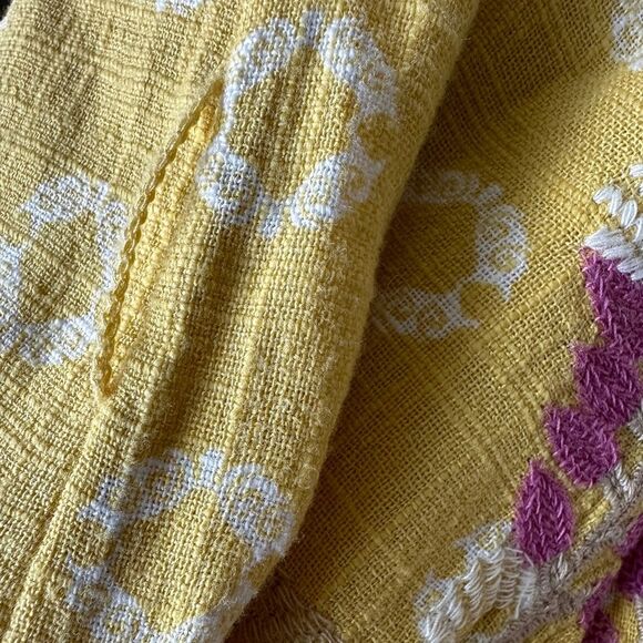 NWT Charter Club 100% Cotton Maxi Kaftan Swim Coverup Dress Yellow Pink White XS - Picture 12 of 15